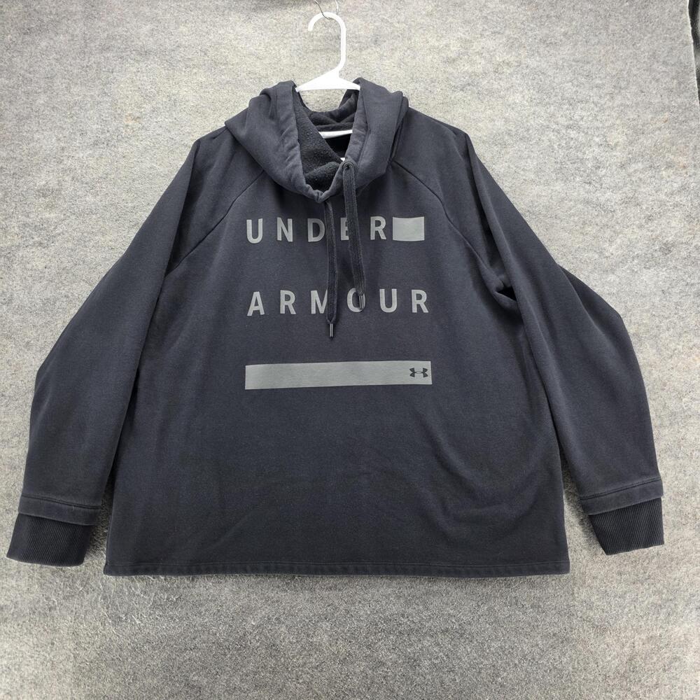 Under Armour Hoodie Mens XL Black Threadborne Loose Fit Pullover Sweatshirt